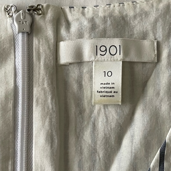 1901 Blue & White Striped Crop Seersucker Jumpsuit (size 10) - Picture 5 of 6